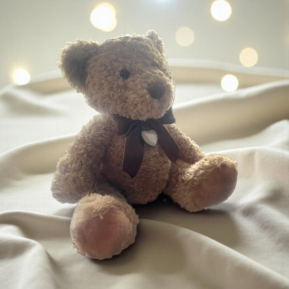 Beau memorial ashes teddy with charm teddy, handcrafted in lancashire