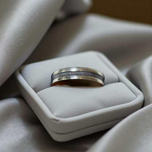 Men’s keepsake ring handcrafted in Lancashire, ashes jewellery UK