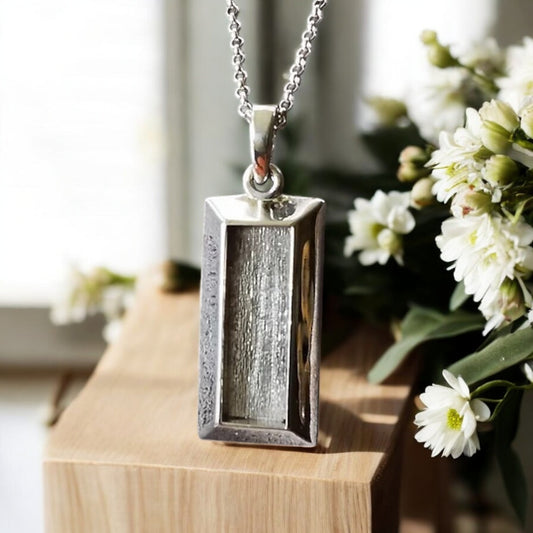 Gents 3D 'Gold Bar Style' Pendant in 925 Silver