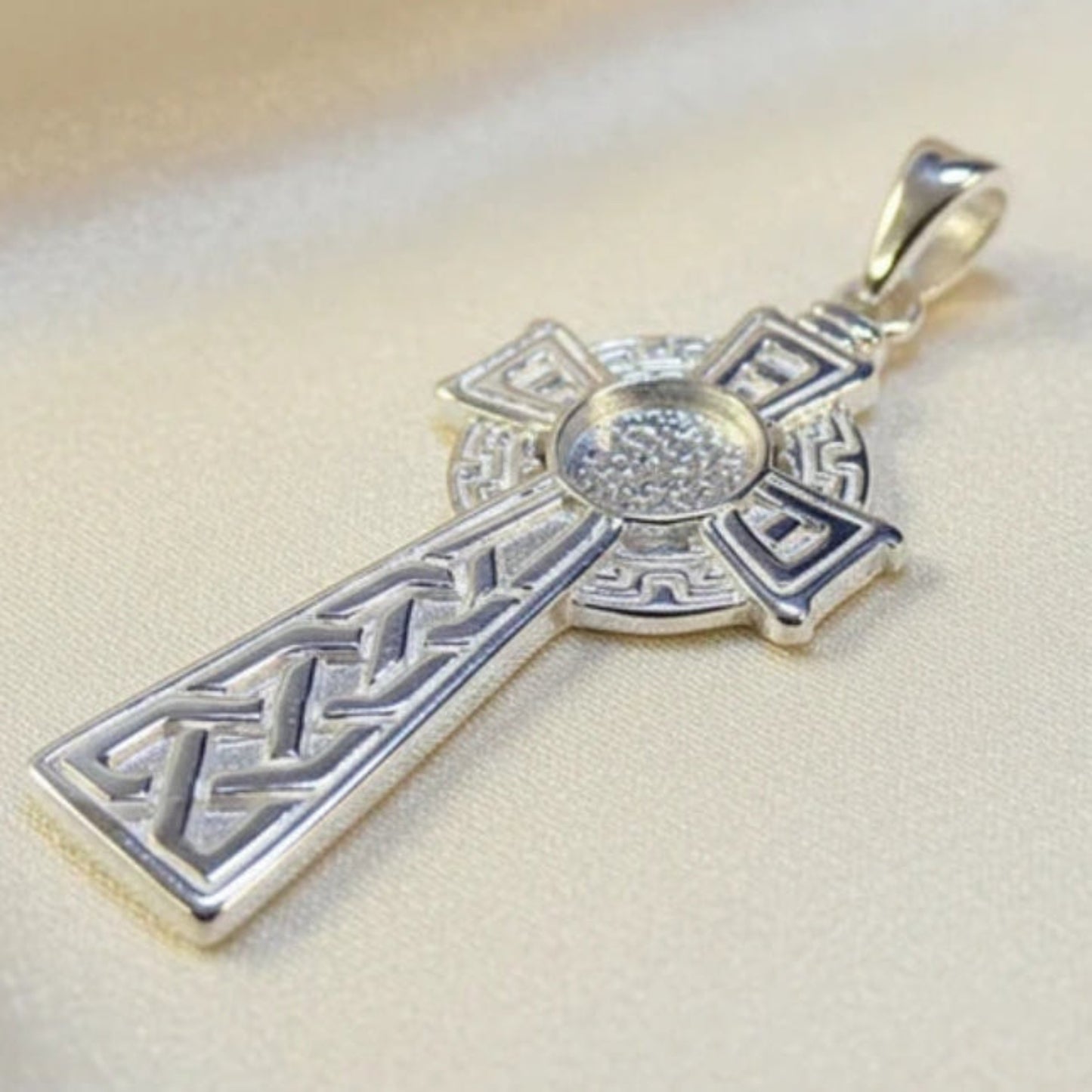 silver mens celtic memorial cross, handcrafted in uk