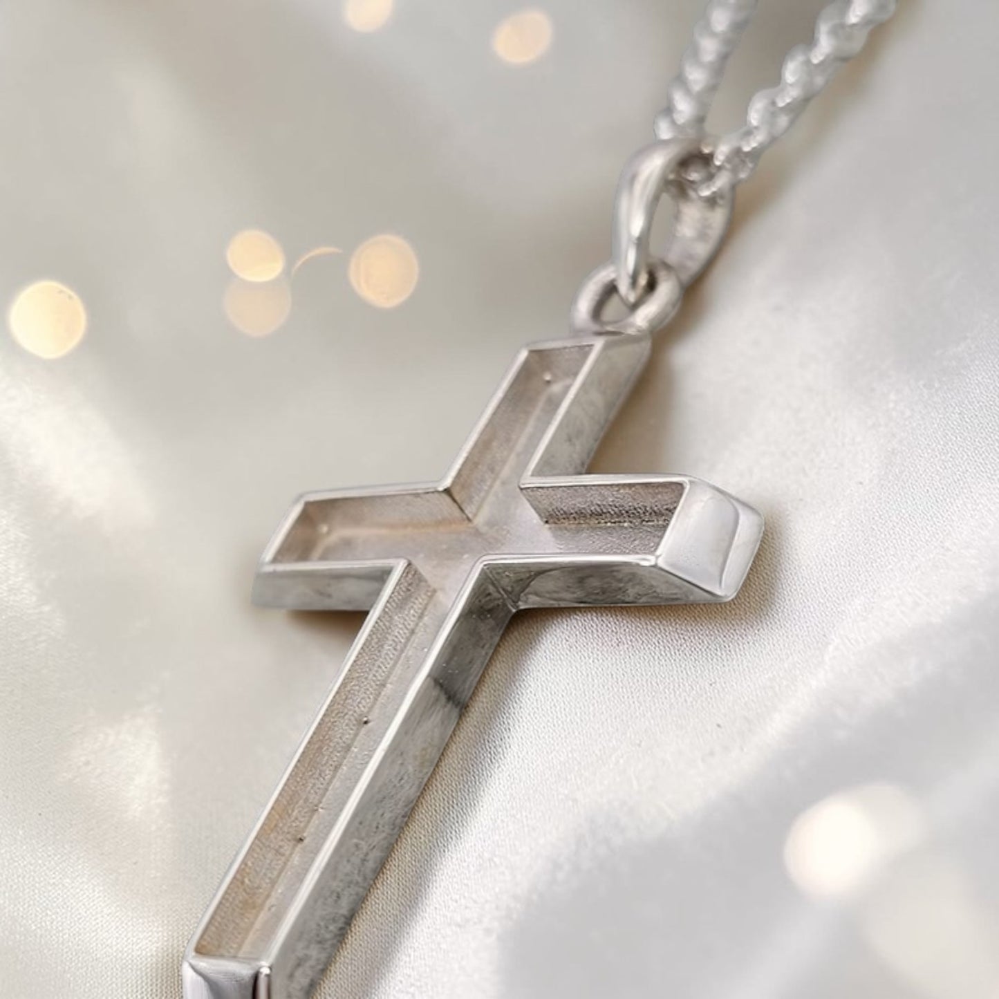 mens silver memorial cross, handcrafted in lancashire, uk