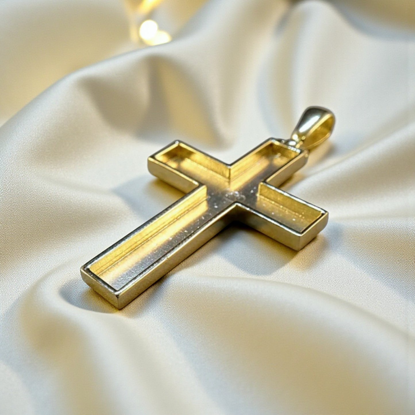 9ct gold mens ashes memorial cross, handcrafted in lancashire, uk