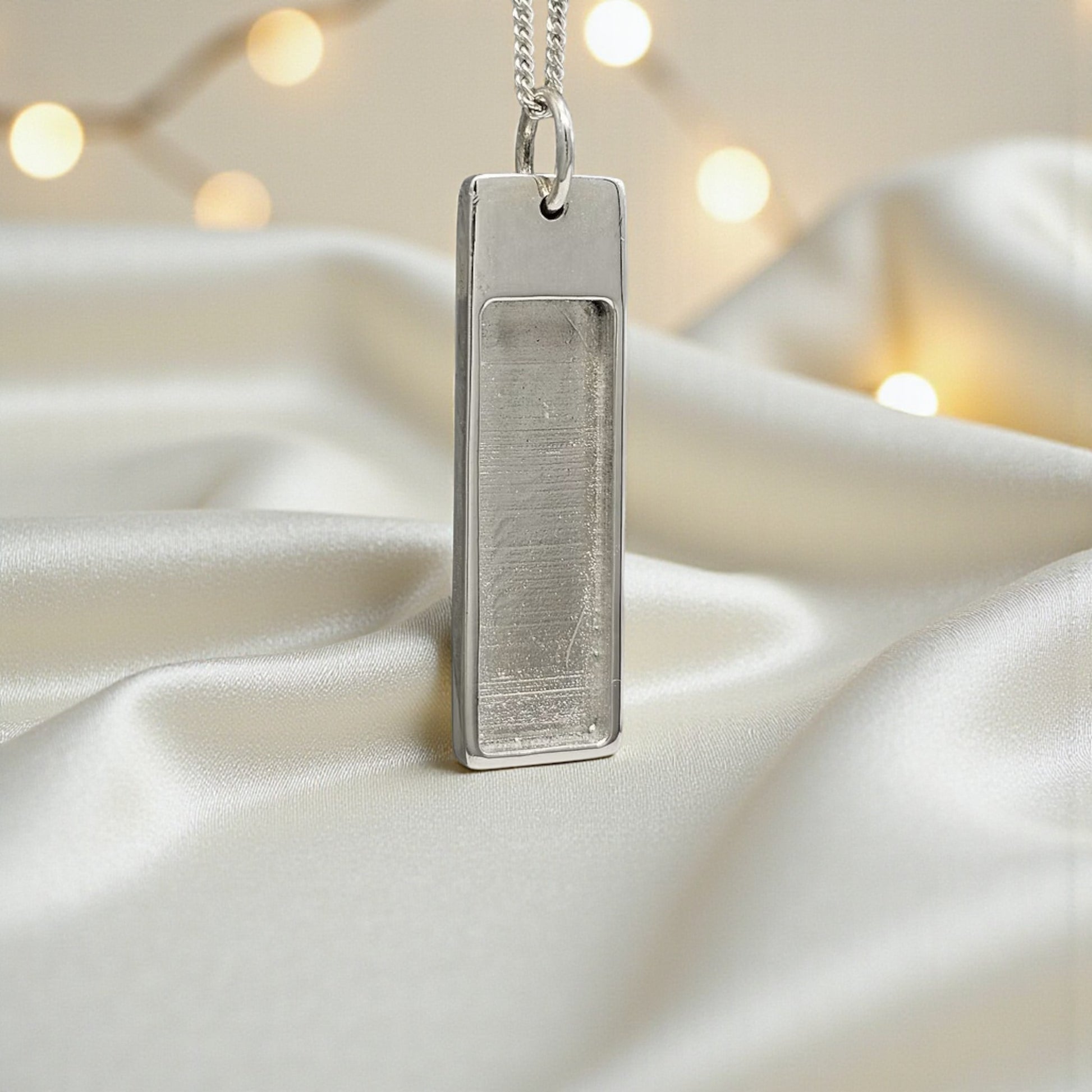 mens ashes, oblong bar pedant, handcrafted in lancashire