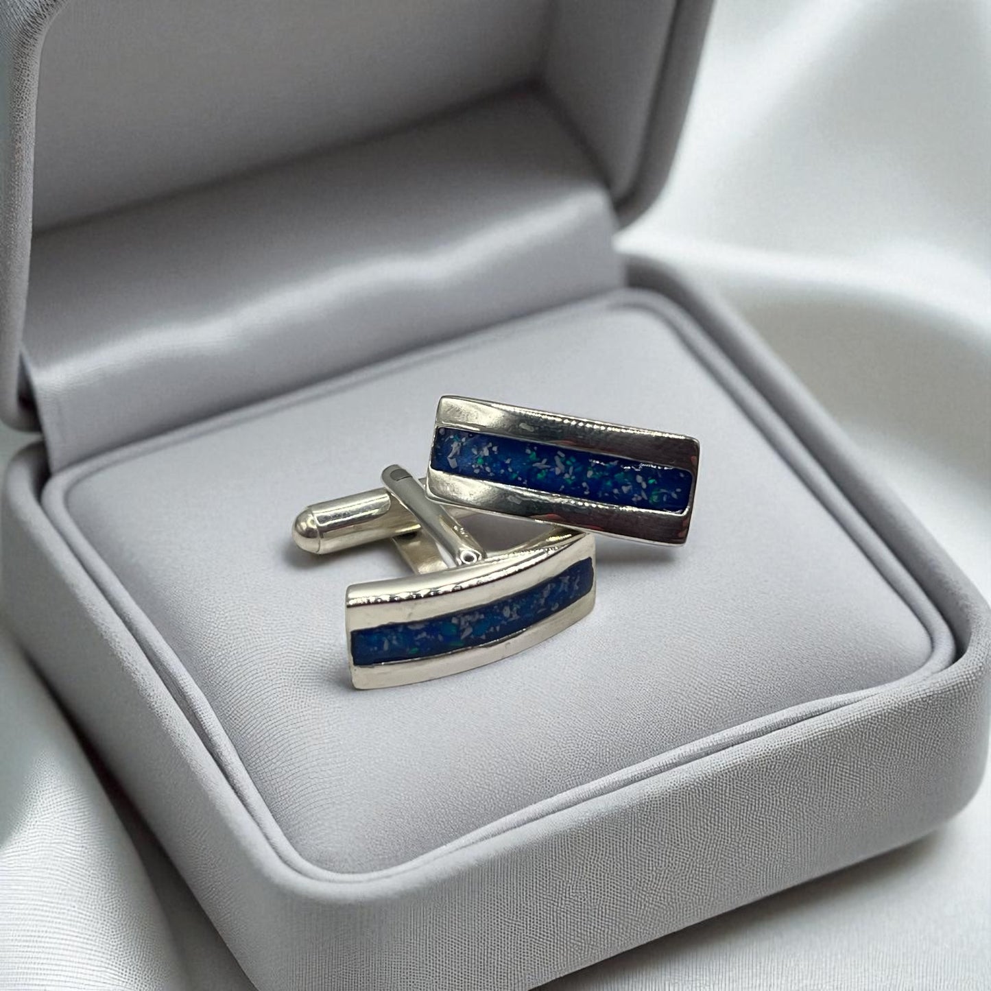 Silver Memory Cufflinks, handcrafted in Lancashire.