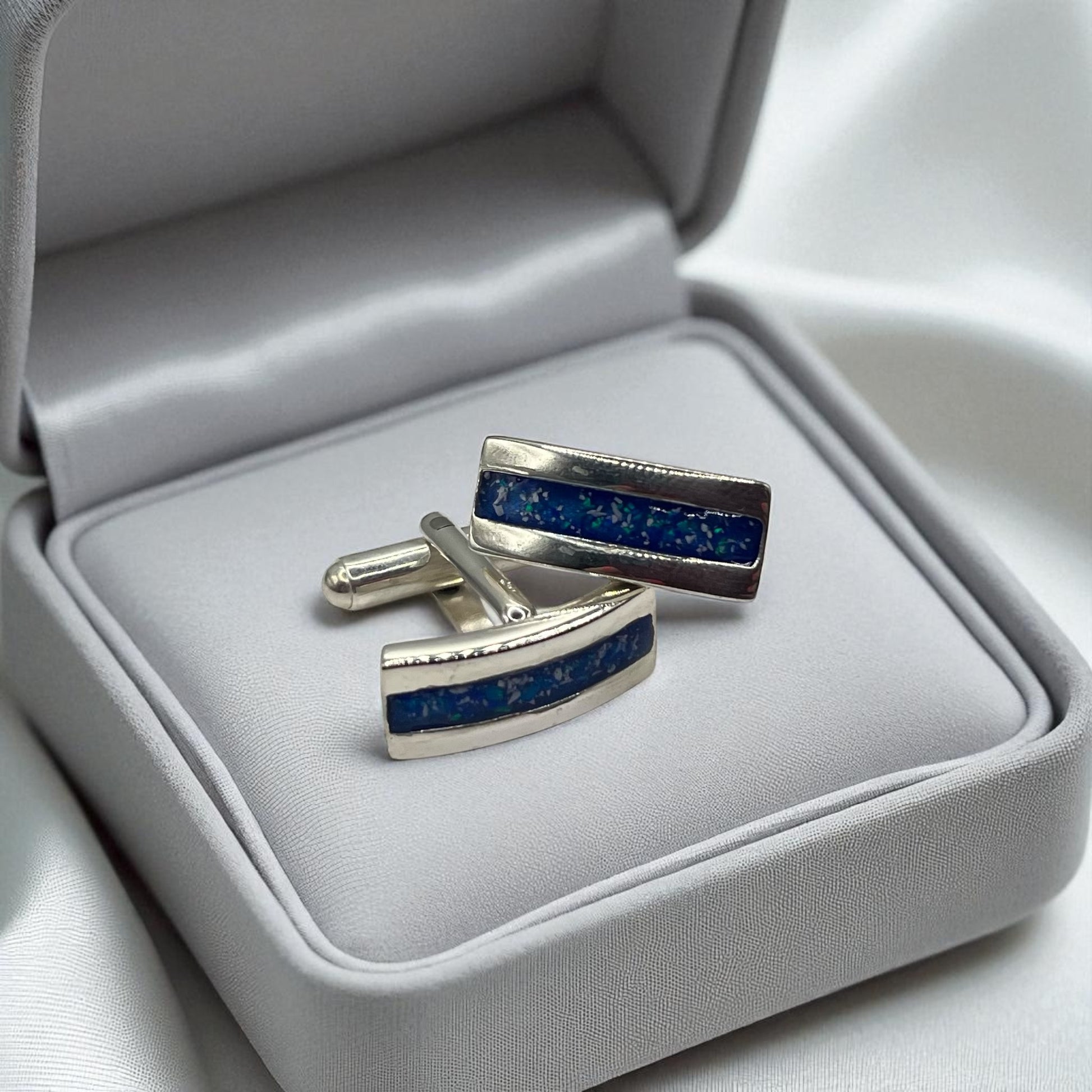 Silver Memory Cufflinks, handcrafted in Lancashire.