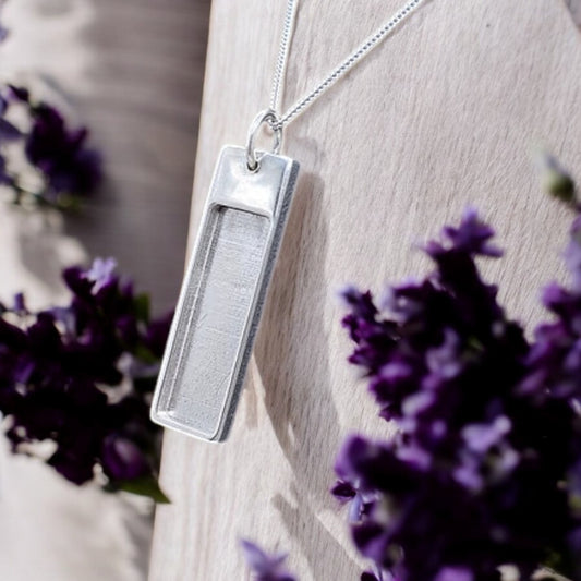 Gents Solid Silver Oblong Bar Pendant