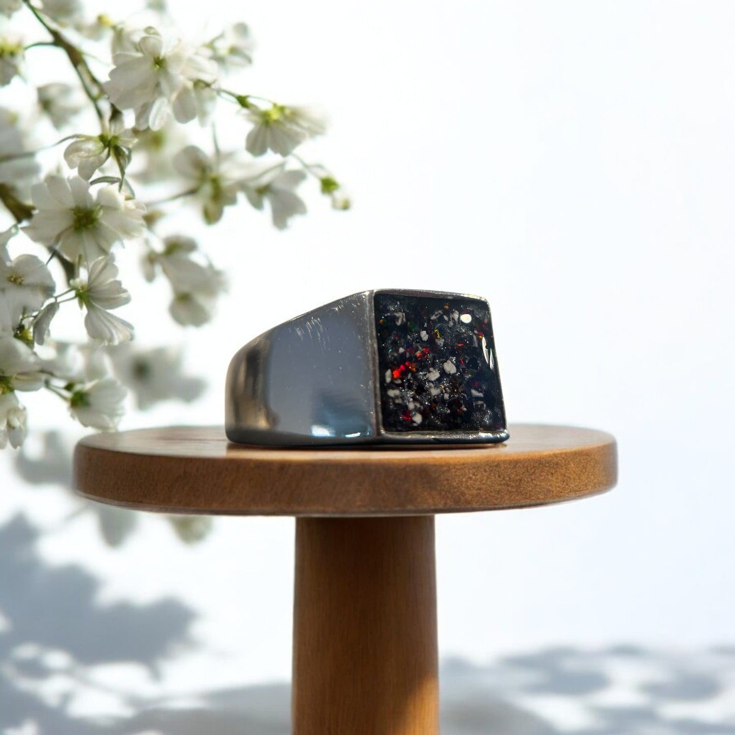 Gent's Heavy Solid Silver Seal Ring With a 10mm Square Setting