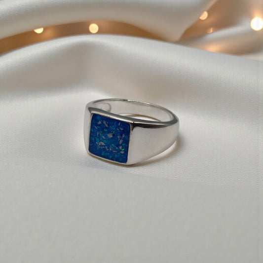 mens signet square ashes memorial ring, handcrafted in lancashire, uk