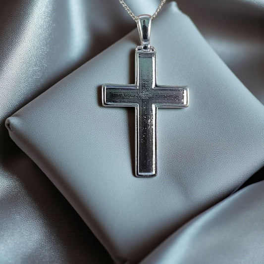 Men's silver keepsake cross, made in Lancashire