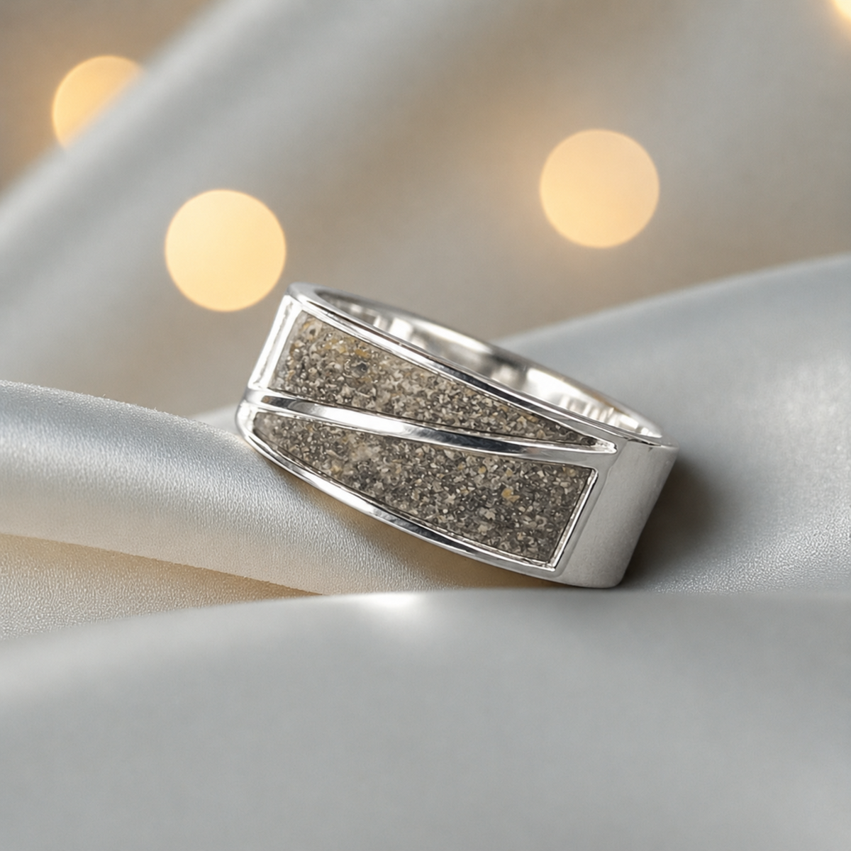 mens silver ashes memorial ring, handcrafted in uk