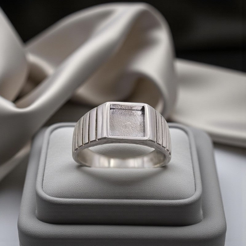 Men's silver signet memorial ring, free uk delivery from Lancashire.