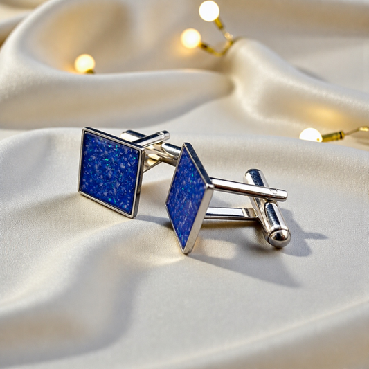 silver mens square ashes memorial cufflinks handcrafted in lancashire