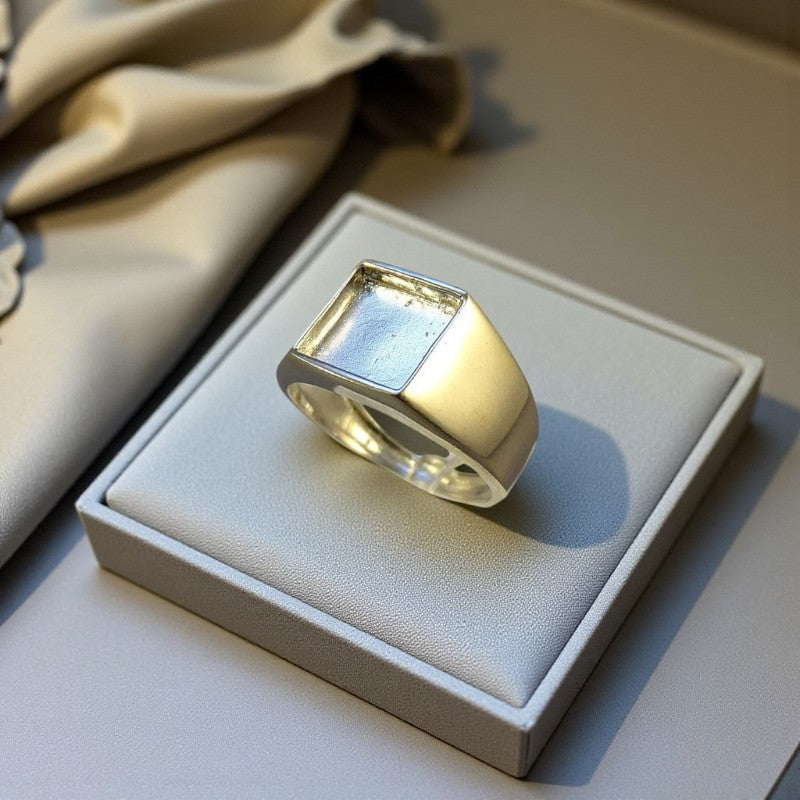 Men's square solitaire ashes ring, made in Lancashire 