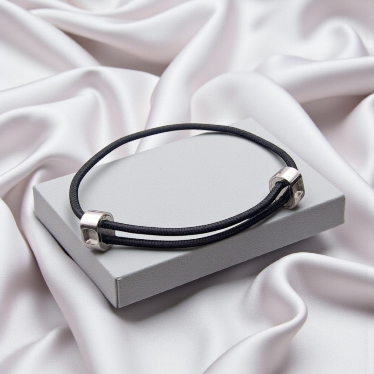 Men's corded and stainless steel keepsake bracelet, handcrafted in Lancashire, UK