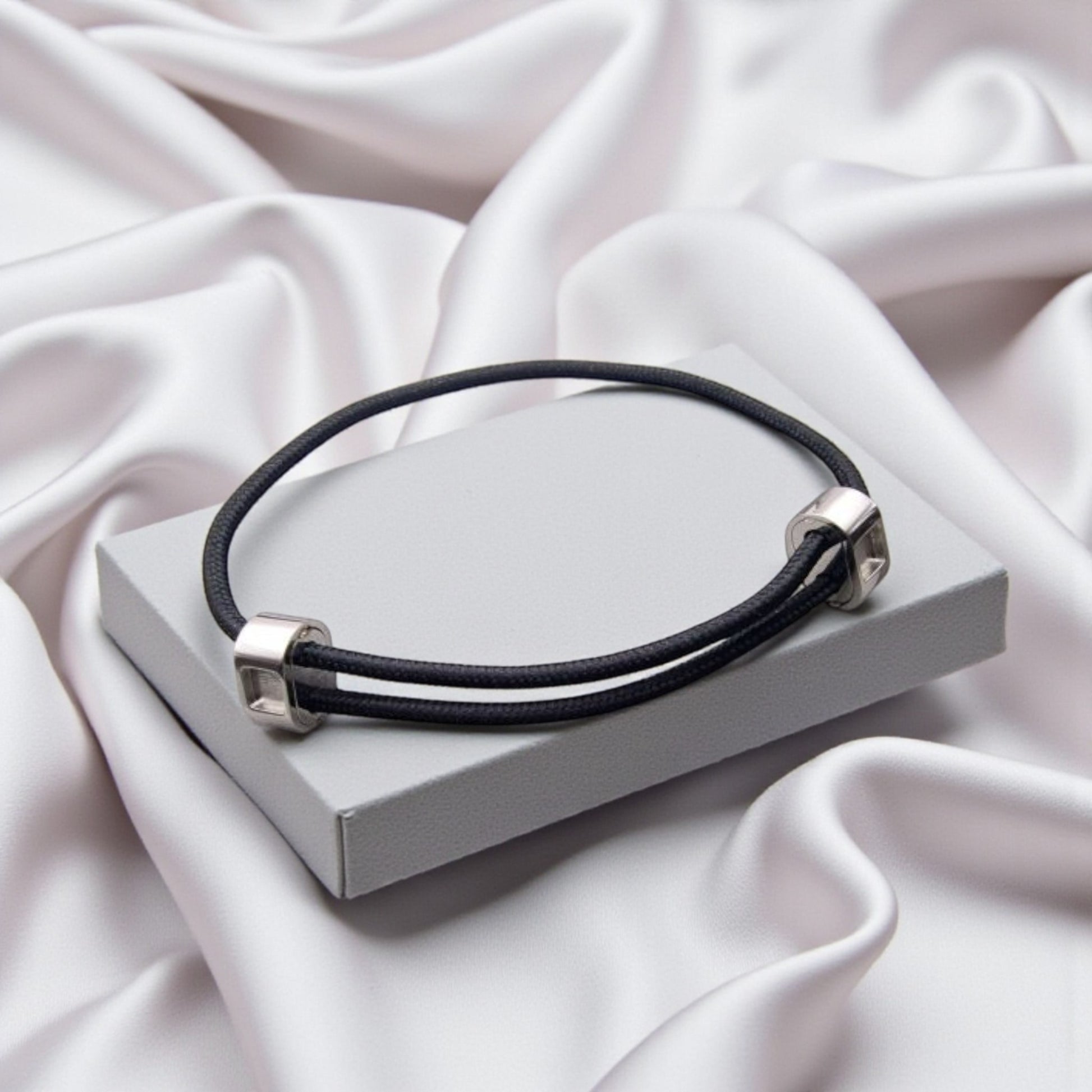 Men's corded and stainless steel keepsake bracelet, handcrafted in Lancashire, UK