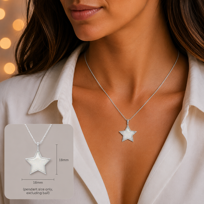 Merak sterling silver star memorial pendant, handcrafted in Lancashire, UK