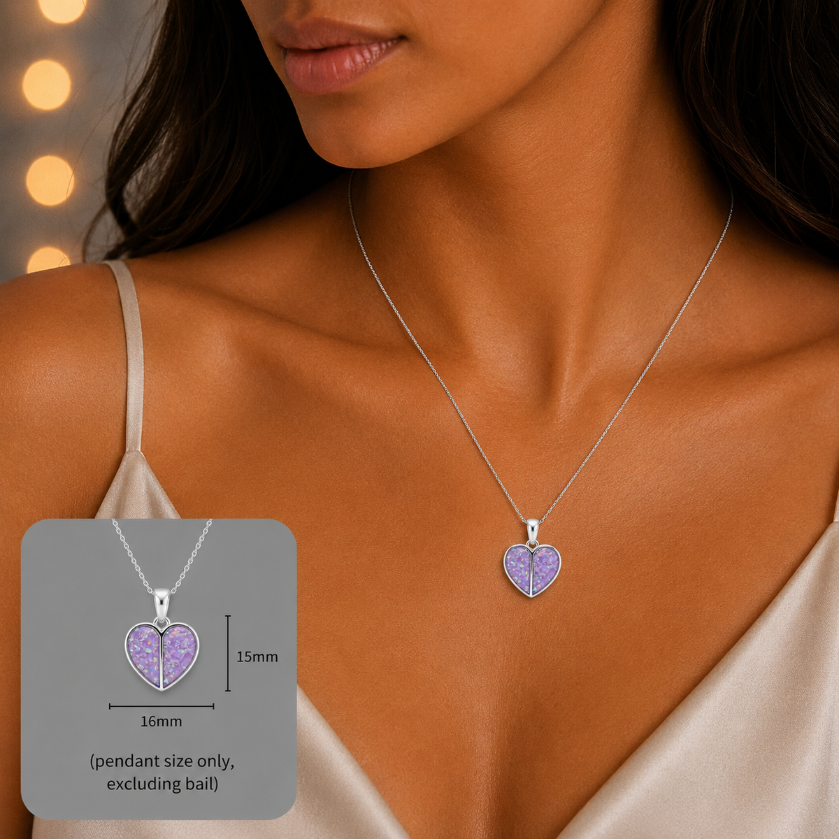 Miara split heart memorial pendant, handcrafted in Lancashire UK - by Keepsake Memorial Jewellery