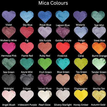 Mica colour inclusion options for memorial jewellery by Keepsake Memorial Jewellery