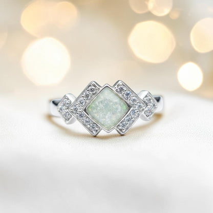 Michaela Ring — art deco style ashes memorial ring, handcrafted in Lancashire, UK