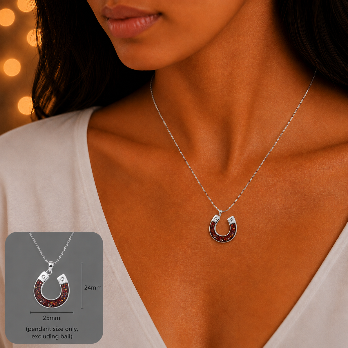 Midnight horseshoe ashes pendant in copper mocha, handcrafted in Lancashire UK - by Keepsake Memorial Jewellery