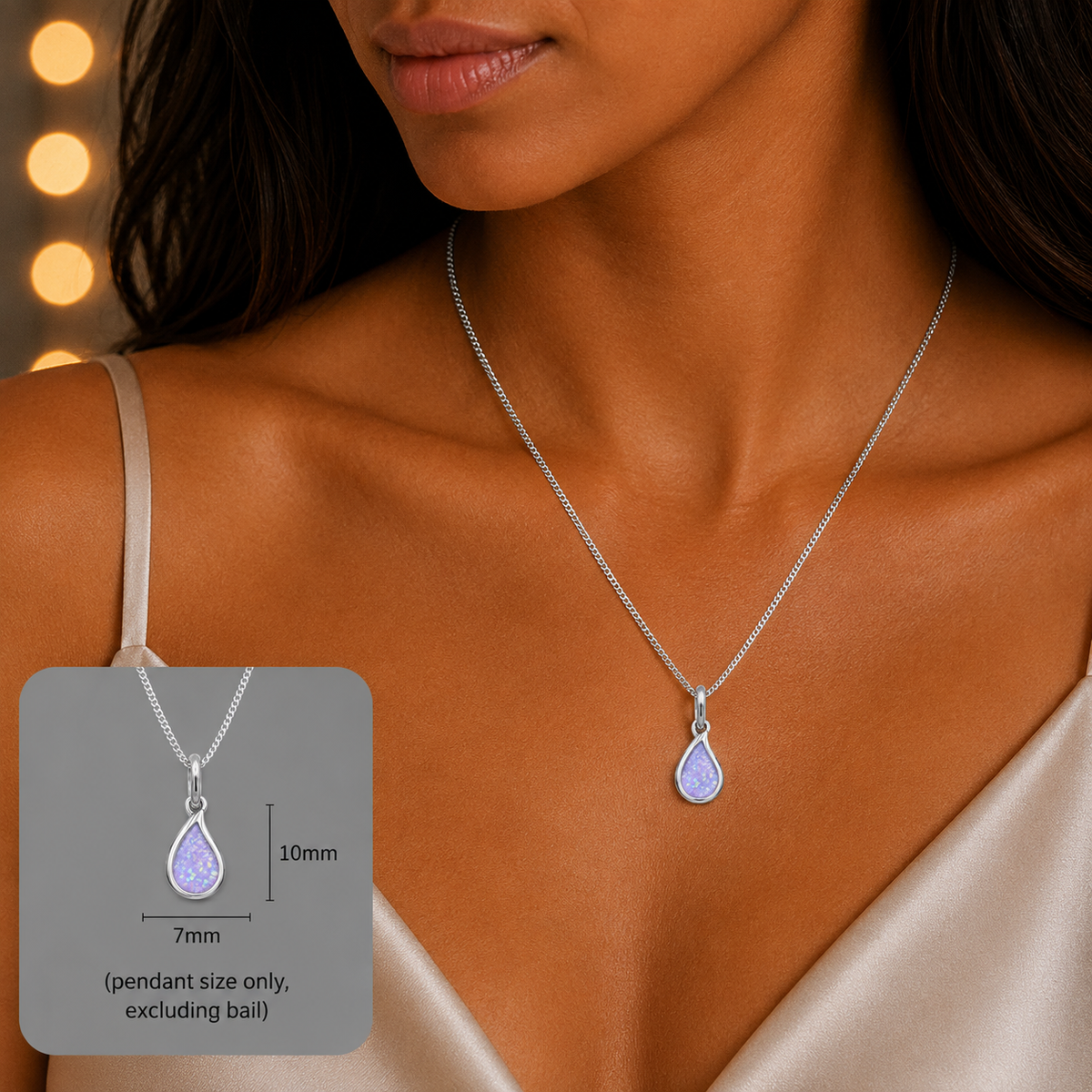 Milky teardrop memorial ashes pendant in white snow, handcrafted in Lancashire UK - by Keepsake Memorial Jewellery