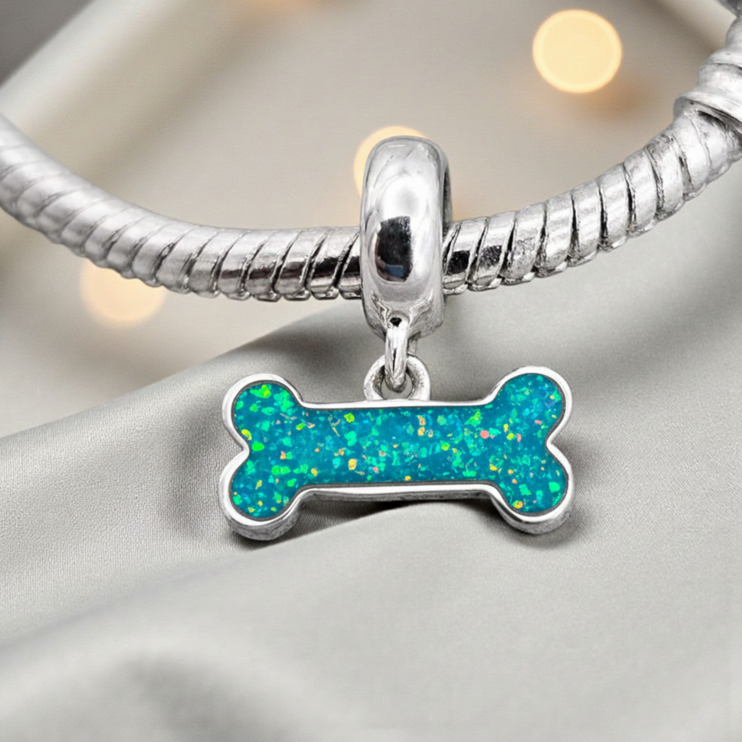 Milo Dangle Charm with Turquoise Blue Opal