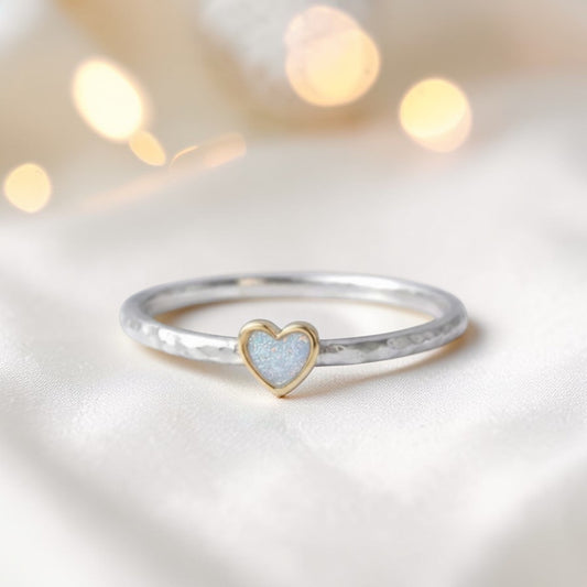silver heart mixed metal keepsake ring 