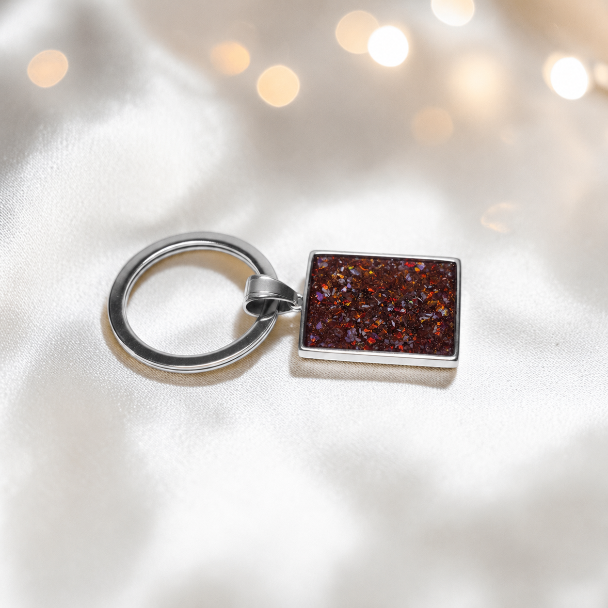 Stainless steel always with me keyring in copper mocha, handcrafted in Lancashire, UK - by Keepsake Memorial Jewellery