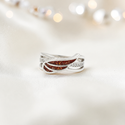 Keepsake Memorial Silver Angelica Ashes Ring in Copper Mocha - Handcrafted in the UK
