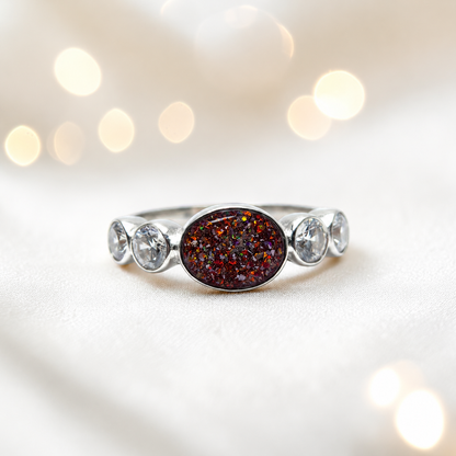 Keepsake Memorial Silver Arcadia Ashes Ring in Copper Mocha  - Handcrafted in the UK