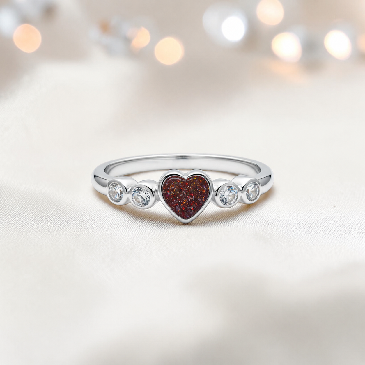 Keepsake Memorial Silver Auralia Ashes Ring in Copper Mocha - Handcrafted in the UK