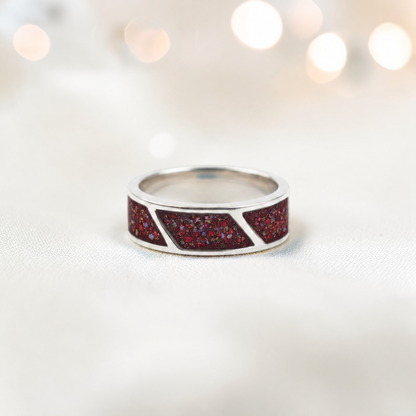 Copper mocha Axis men's sterling silver three setting ring, handcrafted in Lancashire UK by Keepsake Memorial Jewellery