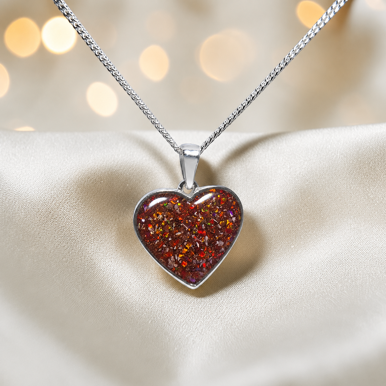 Silver Betel heart ashes memorial pendant in Copper Mocha, handcrafted in Lancashire UK