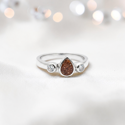 Keepsake Memorial Silver Cassiel Ashes Ring in copper mocha - Handcrafted in the UK