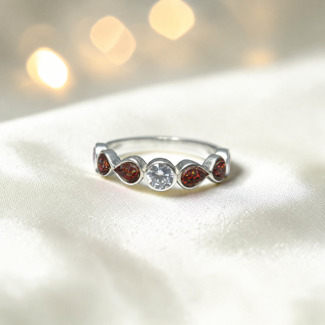 Keepsake Memorial Silver Celestina Ashes Ring in Copper Mocha - Handcrafted in the UK