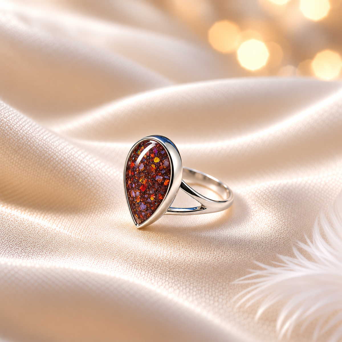 keepsake memorial silver teardrop ashes ring  Elizabeth, handcrafted in Lancashire