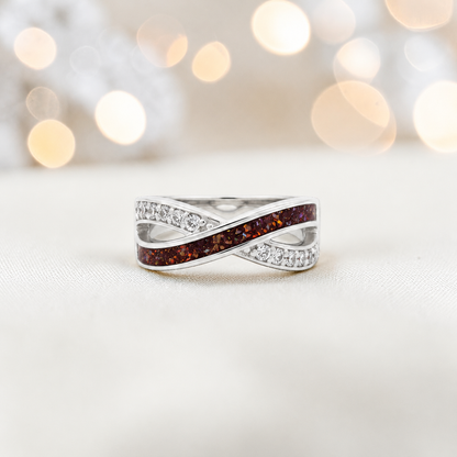 Keepsake Memorial Silver Elsie Ashes Ring in copper mocha - Handcrafted in the UK