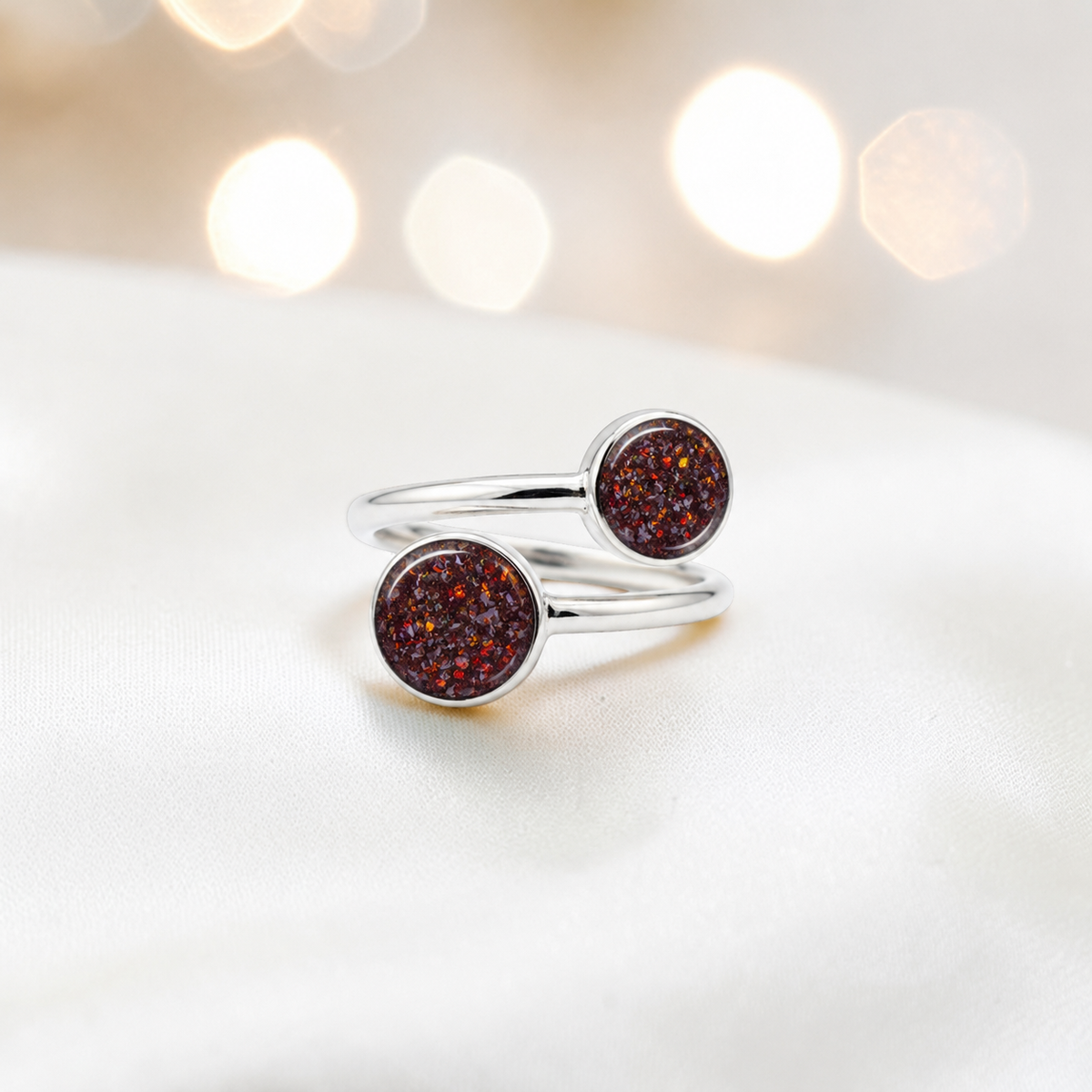 Keepsake Memorial Silver Elysia Ashes Ring in Copper Mocha - Handcrafted in the UK