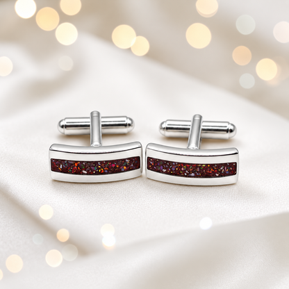 Copper mocha silver Ember memorial ashes cufflinks, handcrafted in Lancashire UK