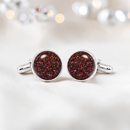 Copper mocha silver Eterna memorial ashes cufflinks, handcrafted in Lancashire UK