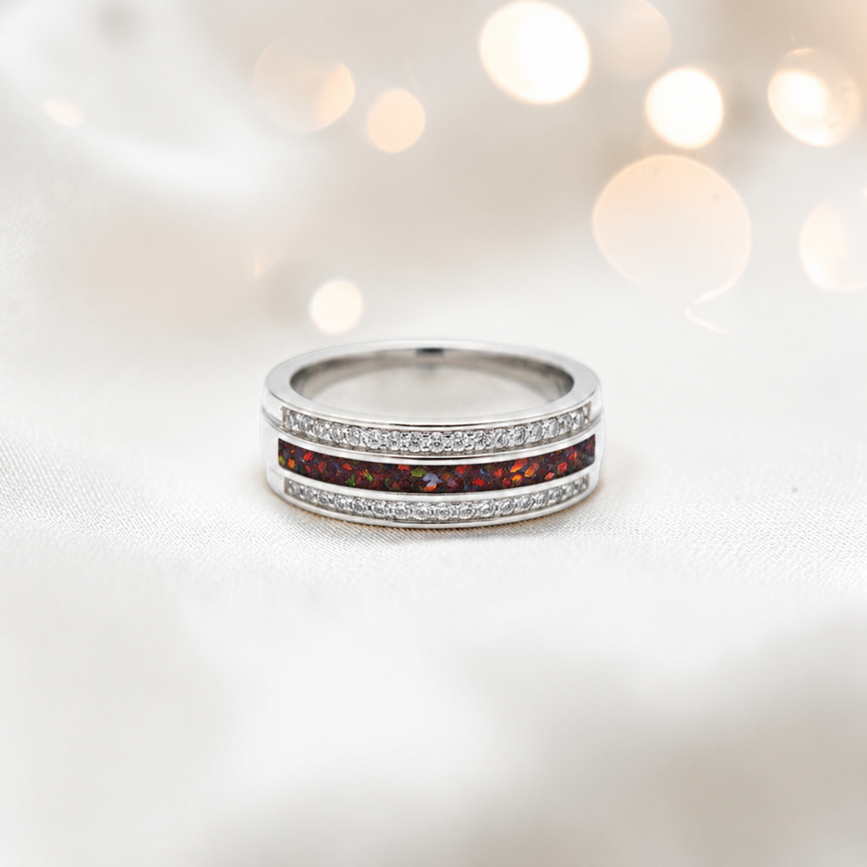 Keepsake Memorial Silver Evie Ashes Ring in Copper Mocha - Handcrafted in the UK