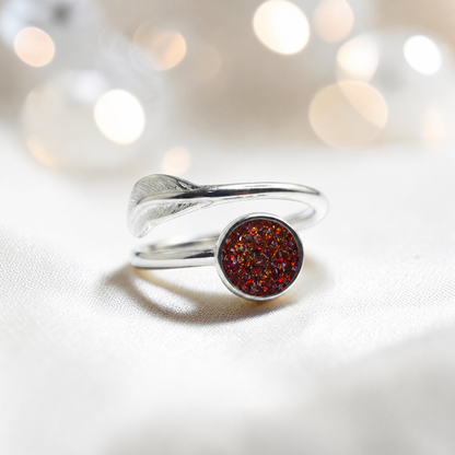 Feather Whisper Ring — silver feather ashes memorial ring, in copper mocha, handcrafted in Lancashire, UK