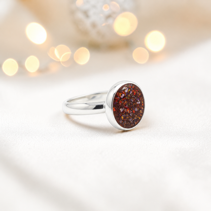 Keepsake Memorial Silver Gabrielle Ashes Ring in Copper Mocha  - Handcrafted in the UK