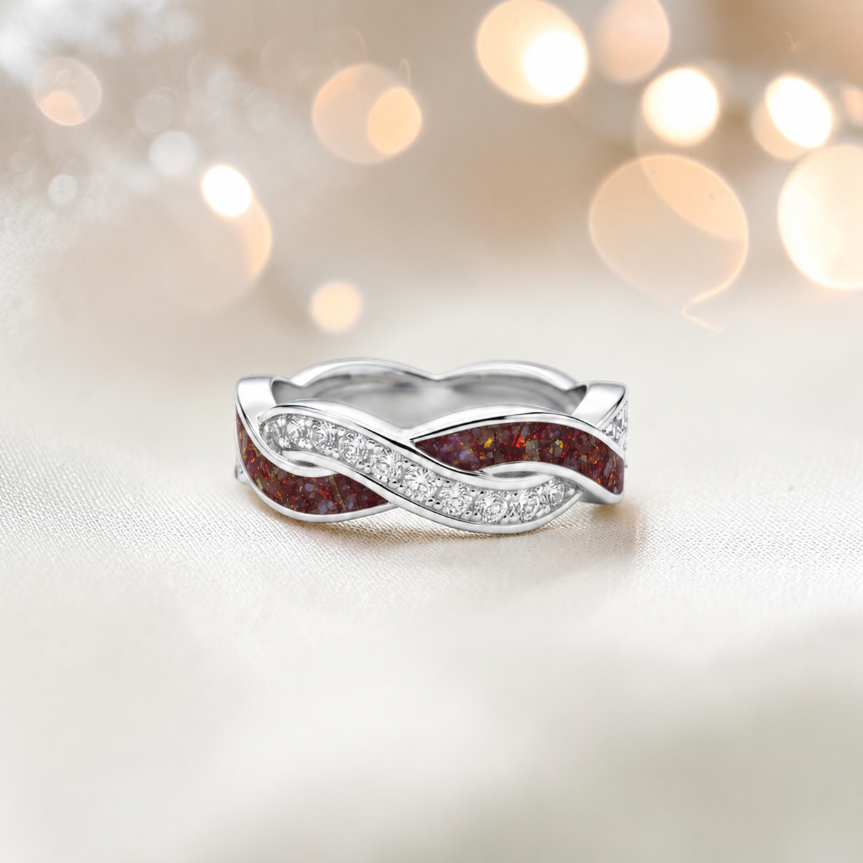 Keepsake Memorial silver Grace and ring, in copper mocha, handcrafted in Lancashire, UK