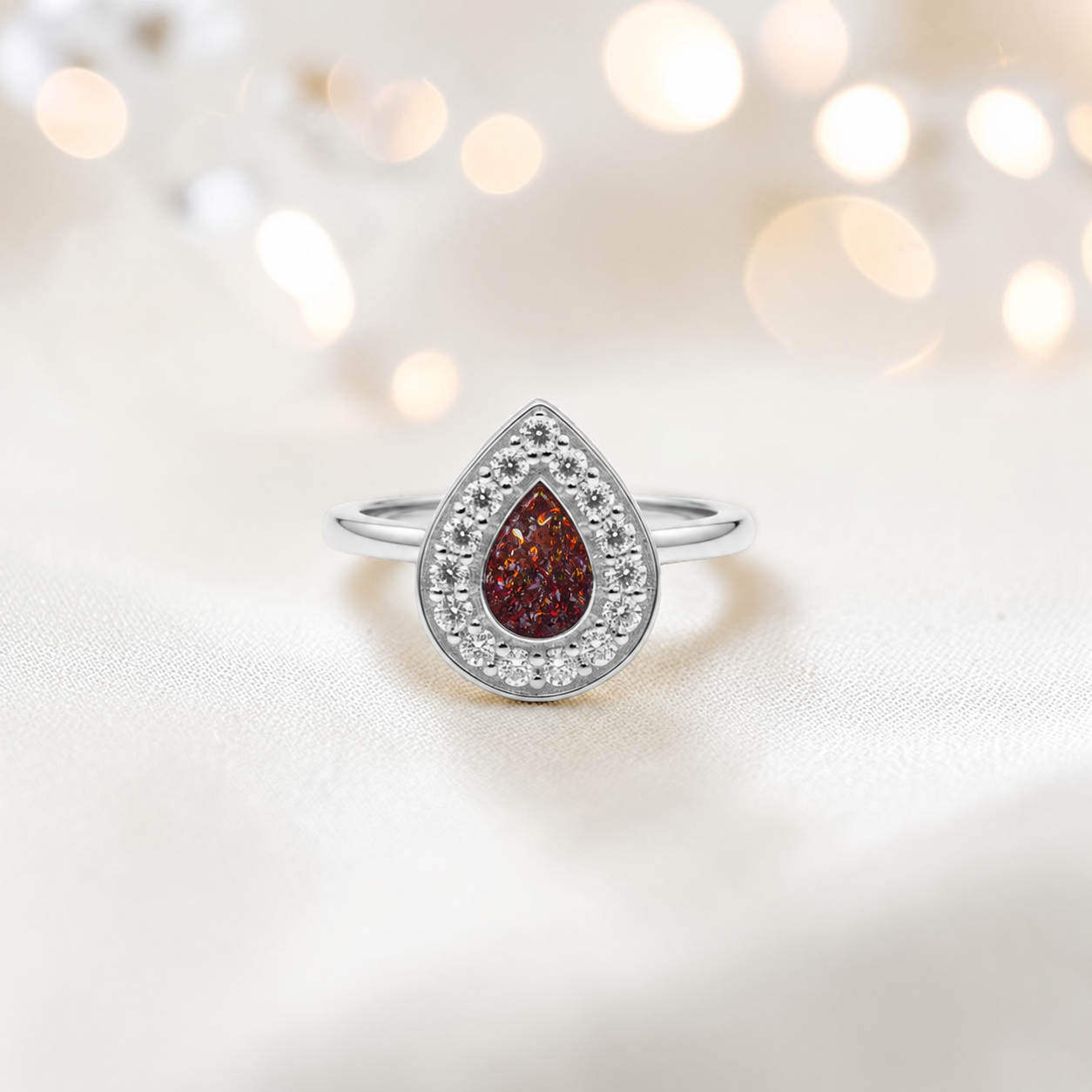 Keepsake Memorial Silver Helena Teardrop Ashes Ring in Copper Mocha — handcrafted in Lancashire, UK