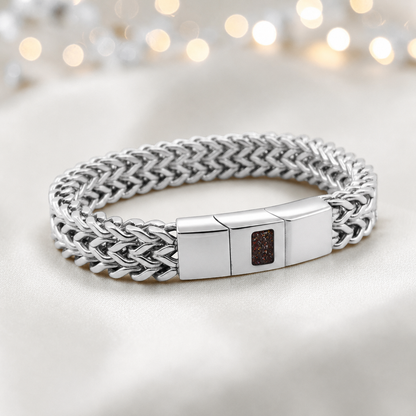 Copper mocha Heritage men's stainless steel  memorial bracelet , handcrafted in Lancashire UK by Keepsake Memorial Jewellery