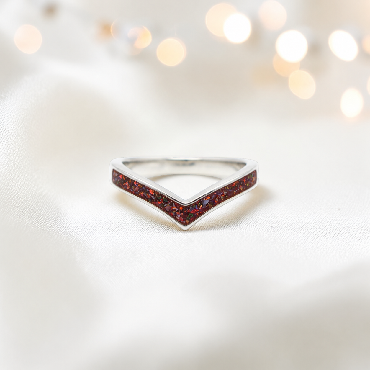 Copper mocha Ivy 9ct white gold wishbone ashes ring, handcrafted in Lancashire, UK – by Keepsake Memorial Jewellery