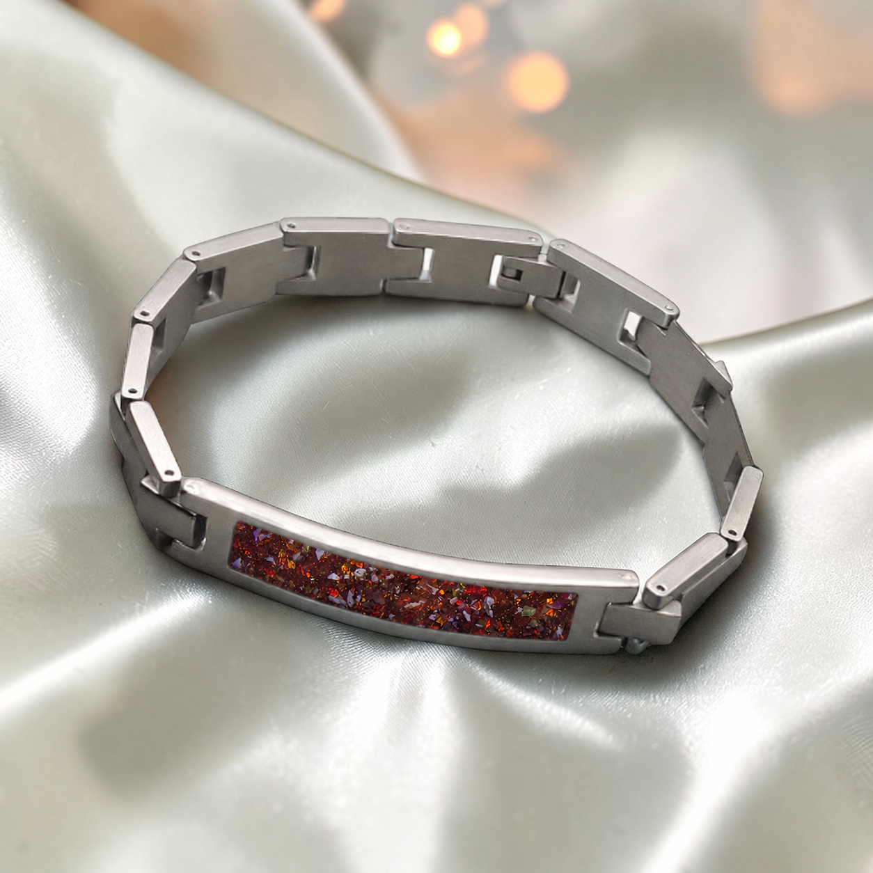 Copper mocha stainless steel link ID memorial ashes bracelet – Keepsake Memorial Jewellery