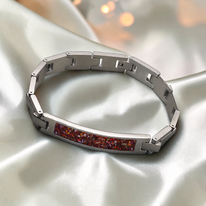 Copper mocha stainless steel link ID memorial ashes bracelet – Keepsake Memorial Jewellery