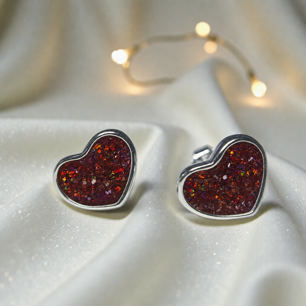 Keepsake Memorial Sterling Silver Heart Ashes Earrings Luna Grace in Copper Mocha - Handcrafted in the UK